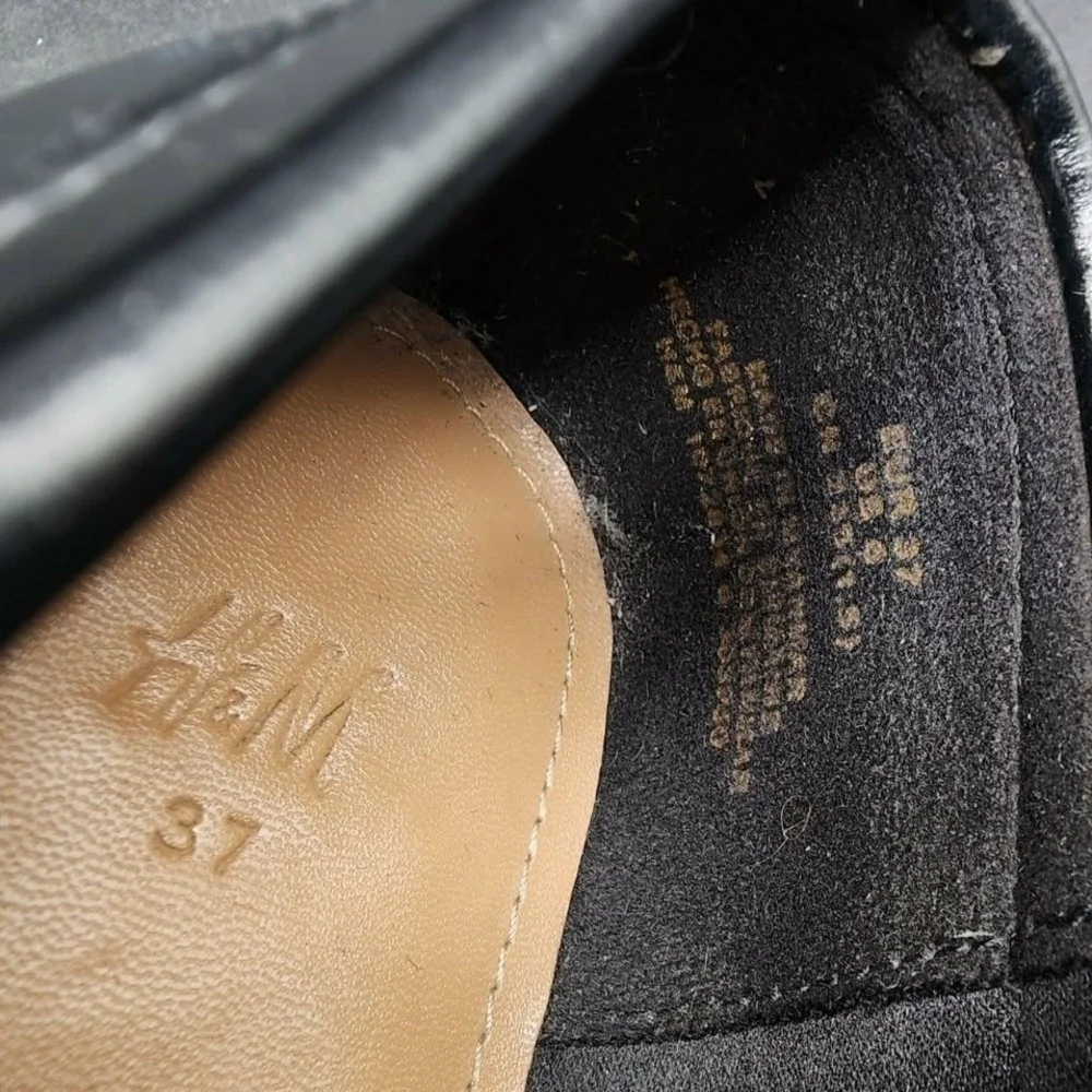 H&M Chunky‎ Platform Horsebit Loafers Black Women Size 6.5 Lug Sole Bit Detail